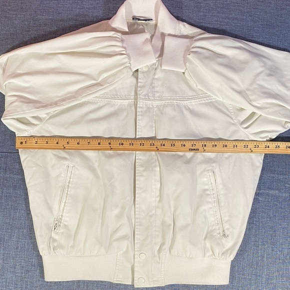 Knights Bridge For Men Vintage White Bomber Jacket Size 42-44 Harrington Style - Picture 9 of 11